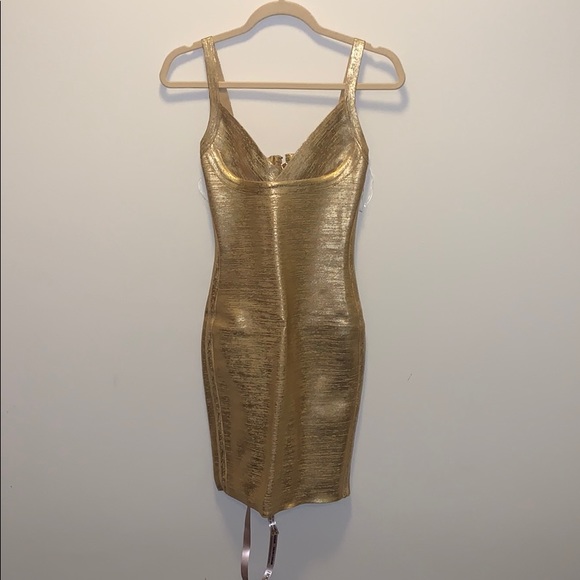 House of CB Dresses & Skirts - Unworn House of CB gold bandage dress